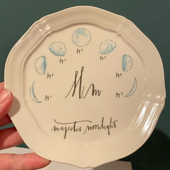 Anthropologie Linea Carta Mm Majestic Moonlight Dessert Canape Plate Initial - Picture 4 of 6